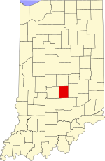 Map of Indiana highlighting Johnson County