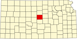 Karte von Ellsworth County innerhalb von Kansas