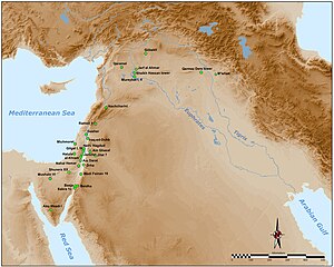 Map of the Levantine sites with El Khiam points