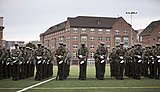 Marines from Marine Barracks Washington D.C. fix their bayonets during rehearsals for the presidential inauguration.