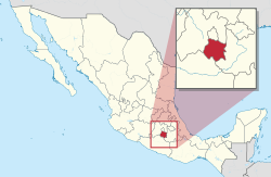 Map of Mexico with Morelos highlighted