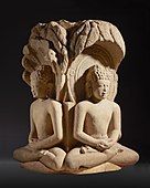 Chaumukha idol; circa 600; sandstone; 58.42 x 43.18 x 44.45 cm; Los Angeles County Museum of Art