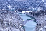 Tadami River and Tadami Line in winter
