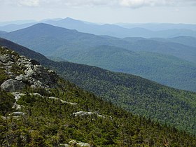 Looking south towards Camels Hump off the summit ridge.