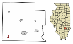 Location of Xenia in Clay County, Illinois.