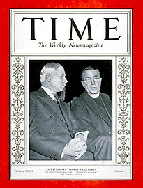 Father Charles Coughlin (right) on the cover of Time magazine {1934}