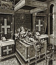 Lying in state at the Louvre, engraving after François Quesnel