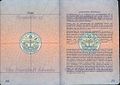 Visa page and Information page of a Marshallese passport.
