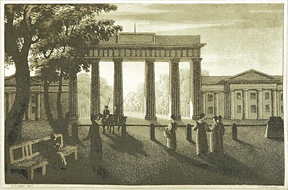 View without the quadriga, 1813. It was restored after Napoleon's defeat.