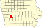State map highlighting Audubon County