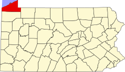 Karte von Erie County innerhalb von Pennsylvania