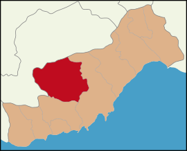 Map showing Mut District in Mersin Province