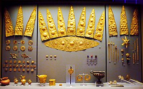 Gold elliptical funeral diadems from Shaft Grave III (Grave Circle A, Mycenae)