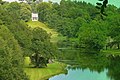 Painshill Park in Cobham has follies on natural, but landscaped slopes by part of the Mole disguised as ornamental lakes and the Great Cedar thought to be the largest Cedar of Lebanon in Europe. In the mid-north of the county.