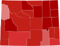Image 15Party registration by Wyoming county (March 2023):   Republican ≥ 50%   Republican ≥ 60%   Republican ≥ 70%   Republican ≥ 80%   Republican ≥ 90% (from Wyoming)