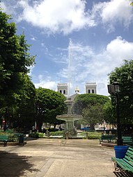The central plaza and church of San Antonio de Padua in Guayama