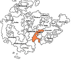 Saxe-Saafeld, shown within the other Ernestine duchies