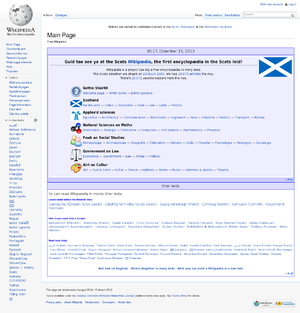 The homepage of the Scots Wikipedia