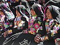 Quechua women in festive dress on Taquile Island on Lake Titicaca, west of Peru
