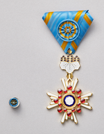 Photo of the Order of the Sacred Treasure, Gold Rays with Rosette medal and lapel pin