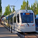 Type 5 LRVs laying over on the Blue Line in Hillsboro, May 2015