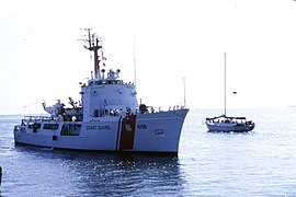 A U.S. Coast Guard vessel in Key West during the Mariel boatlift