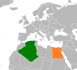 Map indicating locations of Algeria and Egypt