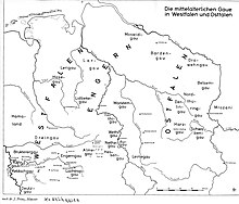 Die mittelalterliche Gaue in Westfalen und Ostfalen
