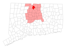 East Granby's location within Hartford County and Connecticut