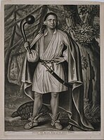 Etow Oh Koam, King of the River Nation, plate from the Four Mohawk Kings set, after John Verelst, National Portrait Gallery, London