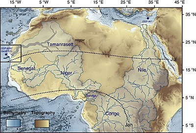 Figure 1. Tamanrasset River. Hydrological context of Africa