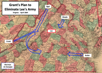 map showing plan to surround Lee's army