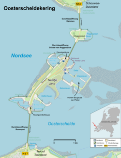 Karte der Oosterscheldekering und Neeltje Jans