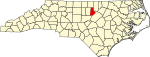 State map highlighting Durham County