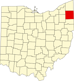 Map of Ohio highlighting Trumbull County