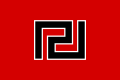 Flagge mit Mäander-Element der neofaschistischen griechischen Partei Chrysi Avgi