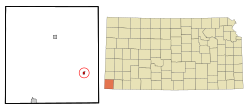 Location within Morton County and Kansas