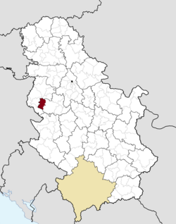 Location of the municipality of Osečina within Serbia