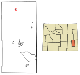 Location of Glendo in Platte County, Wyoming.