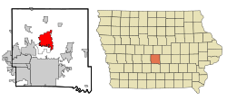 Location within Polk County and Iowa