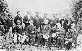 Robert E. Lee, seated second from left, with his former Confederate generals at White Sulphur Springs, August 1869.