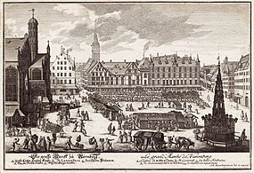 Blick nach Süden, 1714 (Mitte-rechts das Haus zur ersten Bitte)