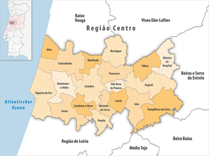 Karte der Subregion Região de Coimbra