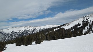A view of Peak 4, Peak 5, and Peak 6 from near the top of the Timberline Express at Copper Mountain