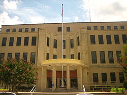 Webster Parish Courthouse in Minden (dedicated May 1, 1953) was a project of the contractor George A. Caldwell.