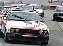 Alfa Romeo GTV6 at Hockenheimring, during the 1984 DTM series.