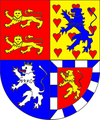 Das Wappen im 15. Jahrhundert mit den Wappenschildern der Grafschaft Everstein und der Herrschaft Homburg.