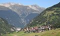 Views over Curaglia towards Anterior Rhine Valley with the Benedictine Abbey of Disentis