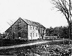 c. 1643 Edmund Rice homestead in Sudbury (now Wayland, Massachusetts), destroyed by fire c. 1912