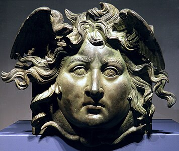 Roman head of Medusa, 37-41 AD, bronze, Museo Nazionale Romano, Palazzo Massimo alle Terme, Rome[20]